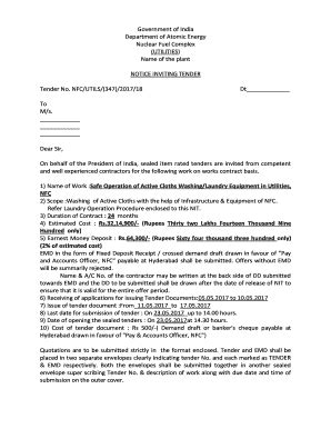 Fillable Online Tenders - Nuclear Fuel Complex Fax Email Print - pdfFiller