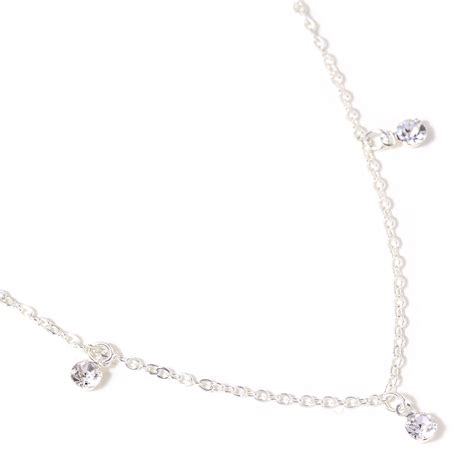 Buy Silver Circle And Crystal Drops Necklace
