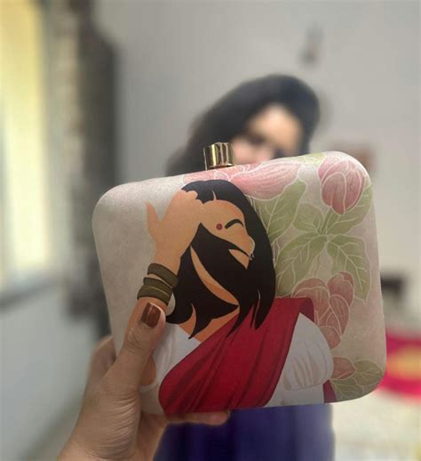 Red Saree Indian Women Printed Clutch
