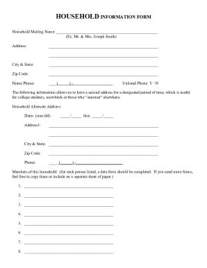 Fillable Online Household Information - all forms in one Fax Email ...