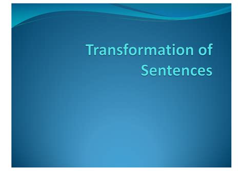 Sentence Transformation Techniques for English Language Studies - Studocu