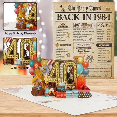 16-ty 21 30-te 40-te 50-te 60-ty 70-tka 80-tka 90th 3D Urodziny Karta ...