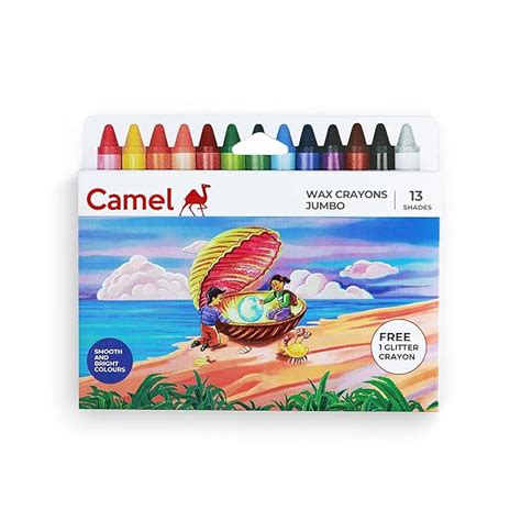 Camel Wax Crayons + 1 Glitter Shade Free - 12 Shades : Amazon.in: Home ...
