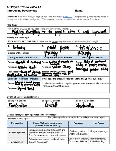 AP Psych 1 - Worksheet problems - AP Psych Review Video 1. 1 ...
