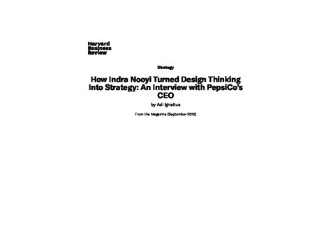 ED5 - Strategy How Indra Nooyi Turned Design Thinking Into Strategy: An ...