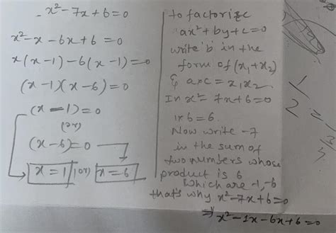 X²_7x+6=o use factorisation method - Brainly.in