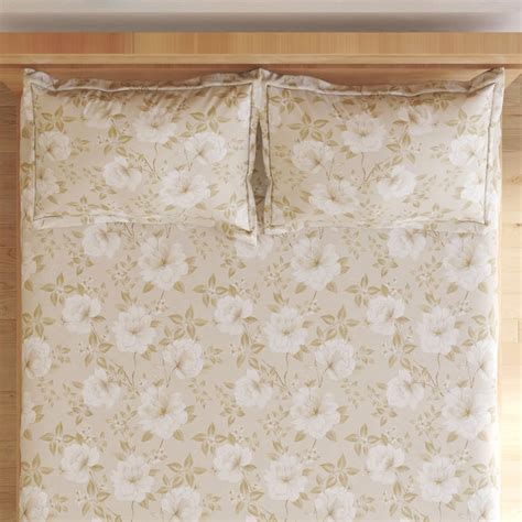 Buy Natura Hyacinth Cotton 250TC Floral Print 3Pcs King Fitted Bedsheet ...