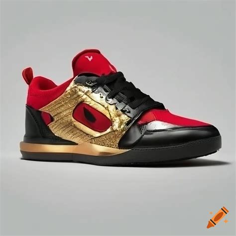 Black, gold, and red basketball shoe on Craiyon