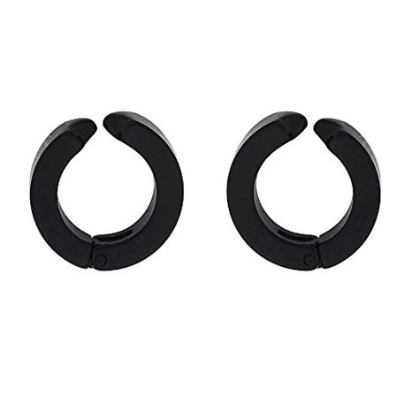 Buy OOMPH Pair of Black Non-Peirced Ear Hoop Earrings for Men & Boys at ...