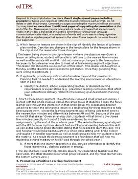 Image result for Task 2 edTPA