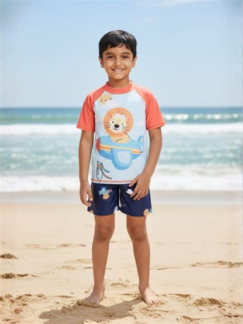 Leo Sky Explorer Boys T-shirt And Short Swim Set - 3 - 4 Years Kids ...