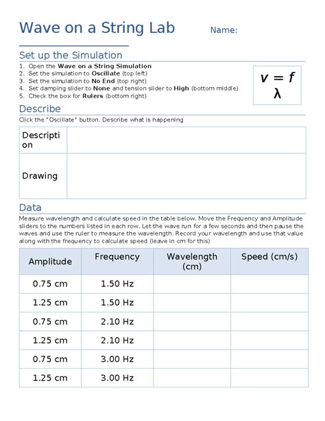 Wave on a String Lab - with answers - Wave on a String Lab Name