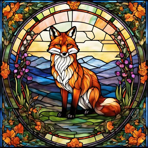 Fox Animal Stained Glass Art Free Stock Photo - Public Domain Pictures