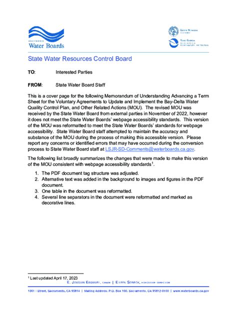 Fillable Online SWRCB Copy of Memorandum of Understanding. Memorandum ...