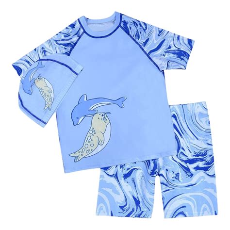 Gunia Toddler Swimsuit Boy 3 Piece Boys Swim Set Short Sleeve Boys Swim ...
