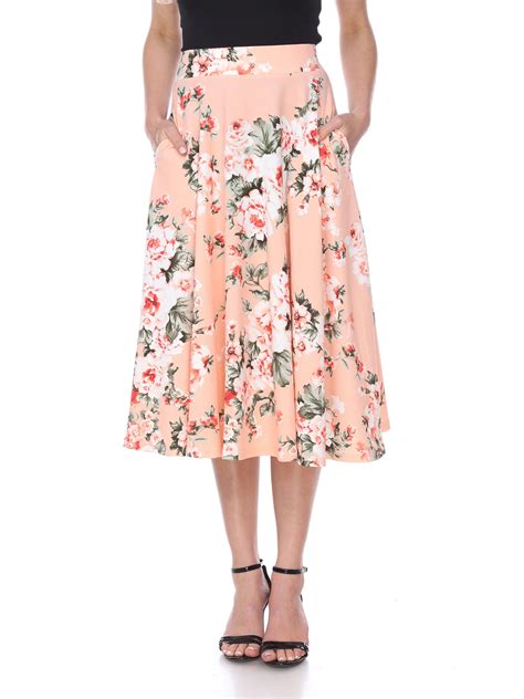 White Mark - Women's Floral Printed Midi Skirt - Walmart.com - Walmart.com