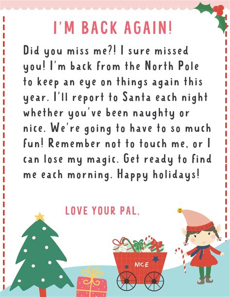 Free Printable Elf On The Shelf Return Letter | Fanny Printable