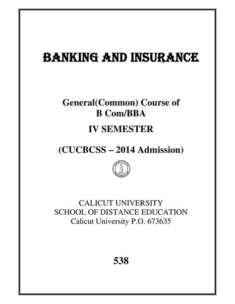 Banking on19May2016 - BANKING AND INSURANCE General(Common) Course of B ...