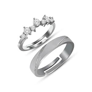 Buy Gem O Sparkle Timeless Love: A Stunning Set of Couple Silver Rings ...