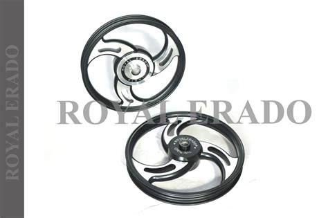 3 SPOKE BLACK CNC M Alloy Wheel set For Royal-Enfield standard big dru ...