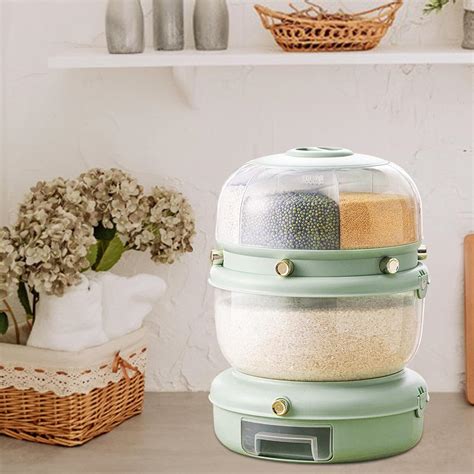 Buy PIKFOS Dry food 2 Layers Airtight Rice Dispenser Grain Dispenser ...
