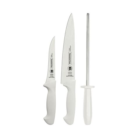 Tramontina Premium Stainless Steel Knife Set with White Polypropylene ...