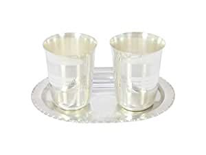 Buy GoldGiftIdeas Two Silver Plated Juli Glass Set With Tray, Glass Set ...