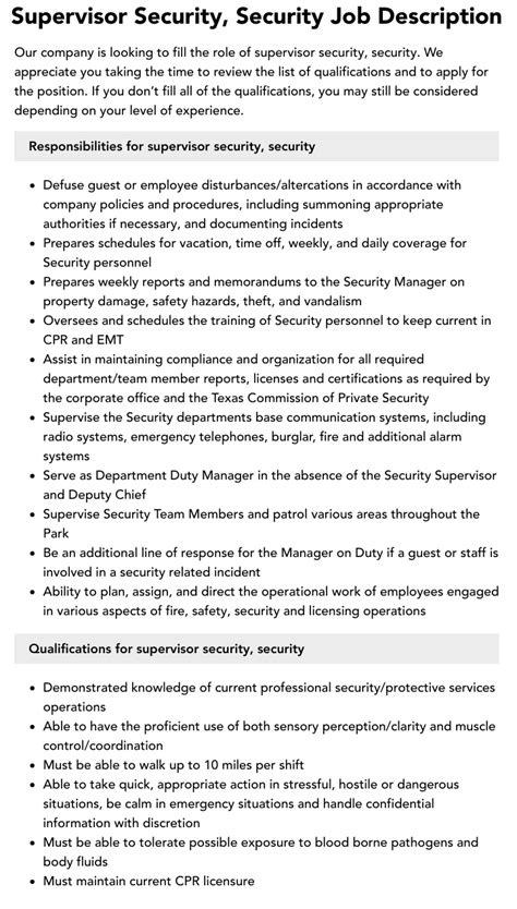 Image result for Security Supervisor