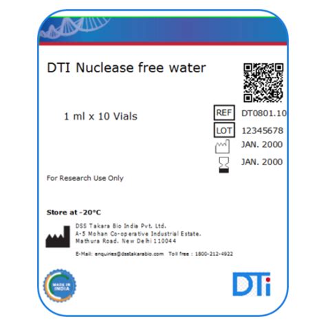 DTI Nuclease Free Water – DSS Takara Bio