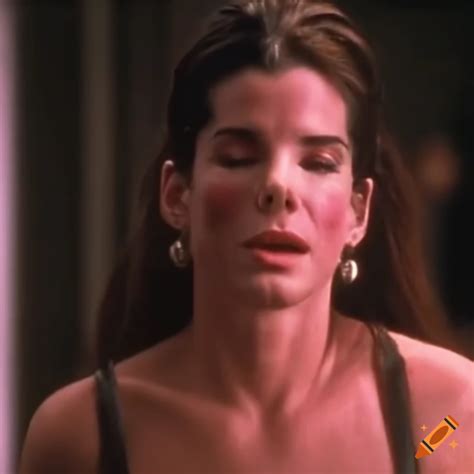 Sandra Bullock with bruised and swollen face in a 90s movie scene on ...