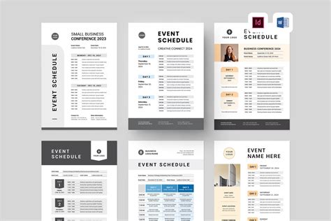 Buy Event Schedule Bundle Template MS Word Template Conference Meeting ...