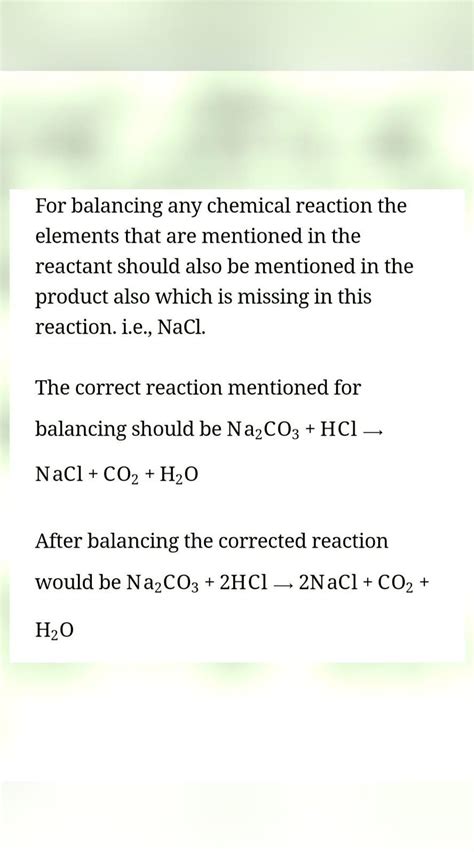 Na₂CO3 + (I) → 2NaCl +II+III. what are I,II,III in the given balanced ...