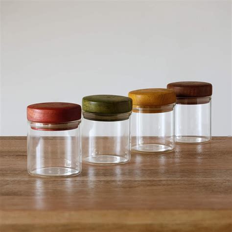 Glass Jar With Wooden Lid Set of 4 - Ellementry – ellementry