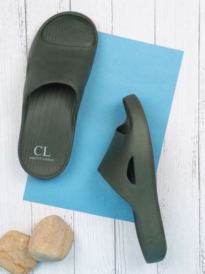 Buy Carlton London Solid Olive Sliders Online