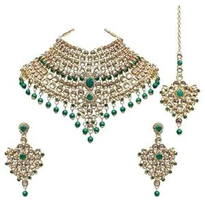 Buy I Jewels Traditional Gold Plated Kundan Bridal Dulhan Jewellery Set ...