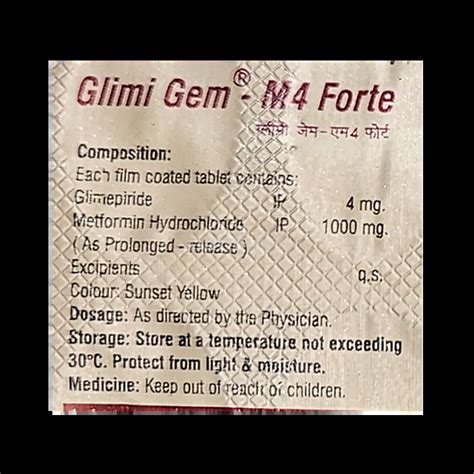 GLIMIGEM M4 FORTE TABLET 10'S - Uses, Side Effects, Price and Generic ...