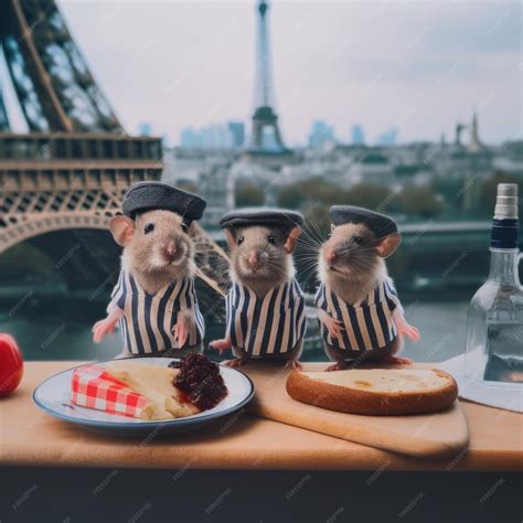 Premium AI Image | A group of french patriotic mice in paris sitting on ...