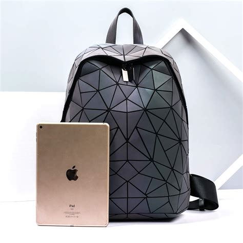 Buy Geometric Backpack Luminous Backpacks Holographic Reflective Bag ...