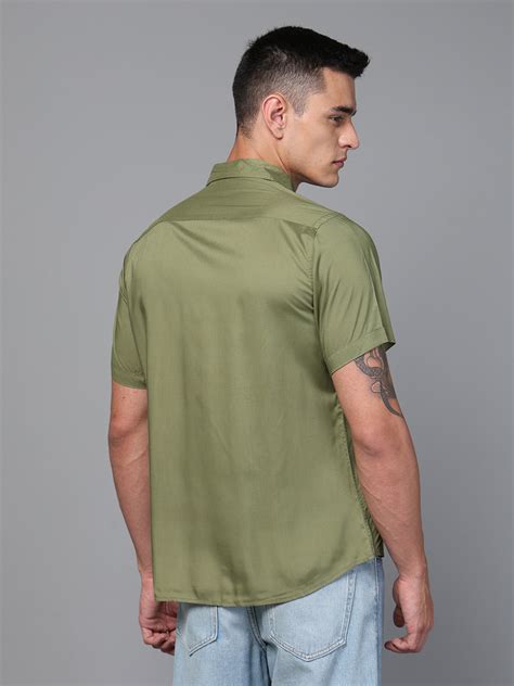 Don Vino Men's Olive Green Solid Casual Shirt – Donvino