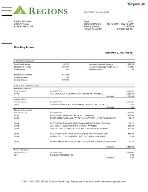 Editable Bank Statement Templates