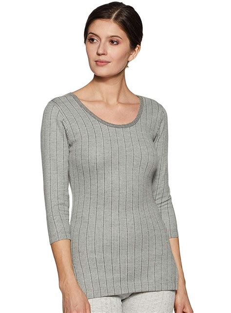 Buy Dixcy Scott Round Neck 3/4Th Sleeves Charcoal Upper Thermal for ...