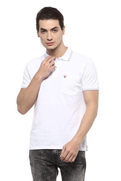 Buy Men White Solid Polo Neck T-shirt Online - 261333 | Allen Solly