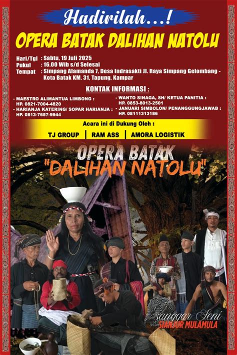 Opera Batak Pimpinan Maestro Aliman Tua Limbong Akan Tampil di Kampar ...