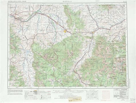 Bozeman topographic map, MT - USGS Topo 1:250,000 scale