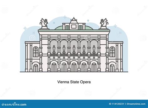 Vienna State Opera, Vienna, Austria. Vector Line Illustration Stock Vector - Illustration of ...