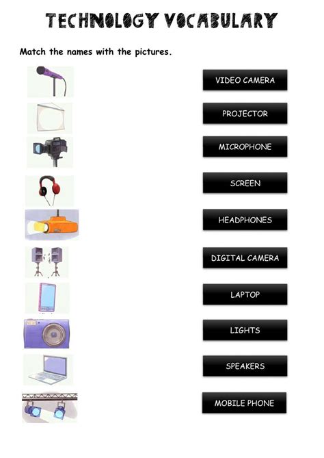 Technology Vocabulary Worksheet 的图像结果
