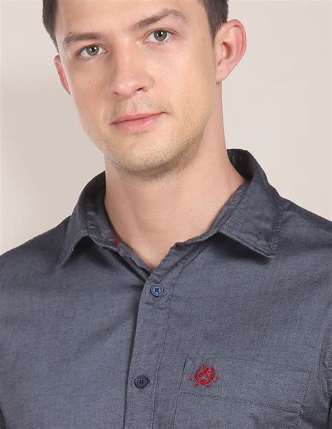 Men Charcoal Tailored Regular Fit Solid Casual Shirt – U.S. Polo Assn ...