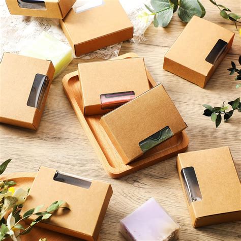 Buy 30 Pieces Soap Packaging Boxes Kraft Soap Boxes with Window ...