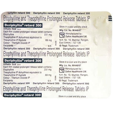 Deriphyllin Retard 300 Tablet | Uses, Side Effects, Price | Apollo Pharmacy