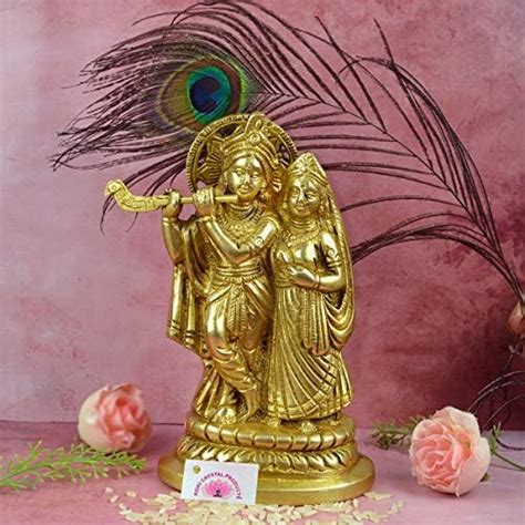 Buy AargKraft™ Brass Radha Krishna Murti Idol Statue Antique Finish ...